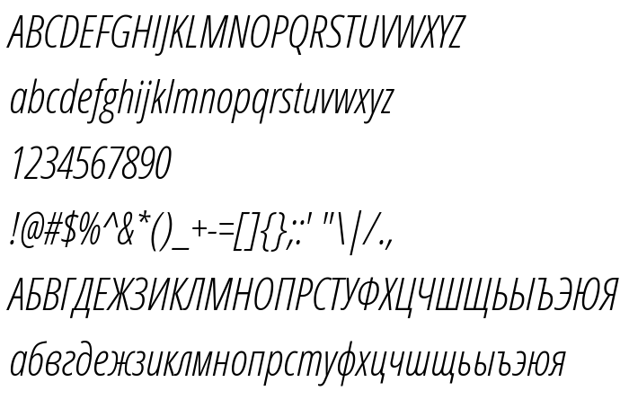 Betűtípus előnézet Open Sans Cond Light Italic