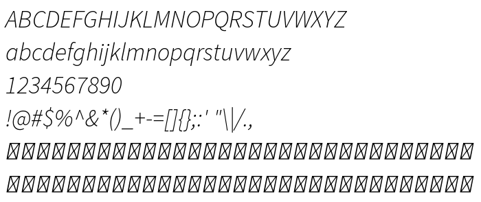 Betűtípus előnézet Source Sans Pro Light Italic