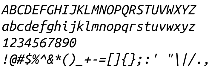 Betűtípus előnézet Ubuntu Mono Italic