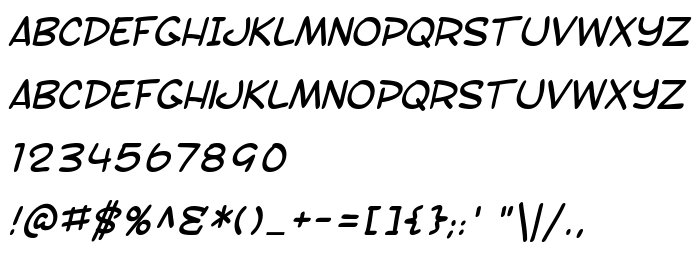 Betűtípus előnézet SF Toontime Italic