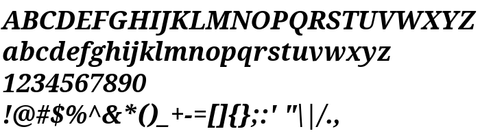 Betűtípus előnézet Droid Serif Bold Italic