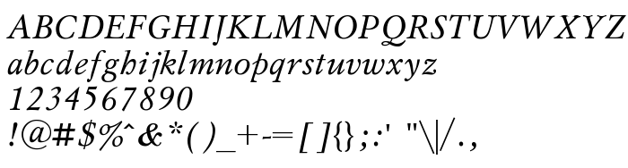 Betűtípus előnézet Mysl Italic Cyrillic